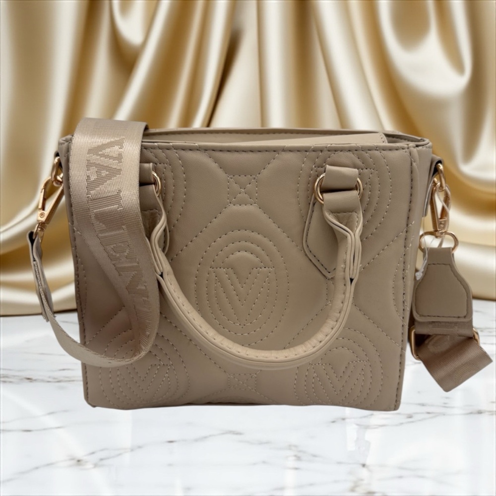 Valentino Orlandi Light Taupe Quilted Crossbody Bag